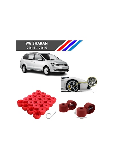 Otozet - Vw Sharan Bijon Civata Kapağı Kırmızı Renk 20 Adetli Set 17mm 1k06011739b9
