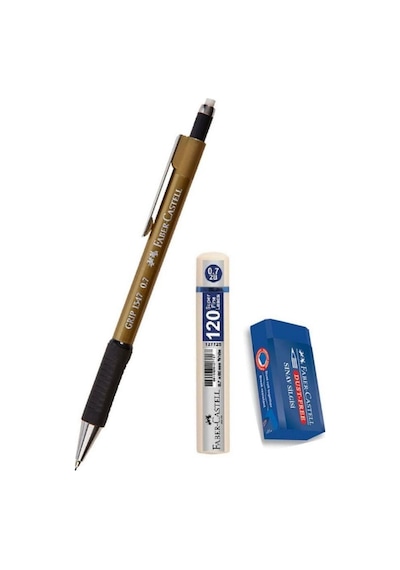 Uçlu Kalem Altın Sarı 0.7 Grip 1347 Faber 120 Li Uç Ve Sınav Silgisi Versatil Uçlu Kalem 0,7 1 Adet Altın Sarı