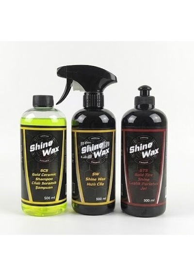 Shine Wax Seramik Şampuan & Hızlı Cila & Lastik Parlatıcı Jel 500 Ml 3'lü Set