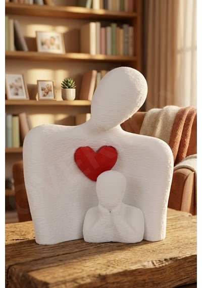 Minimalist Aile Biblosu Modern Dekoratif Anne Ve Çocuk Heykeli Beyaz Aile - Anne Ve Çocuk - 858690790