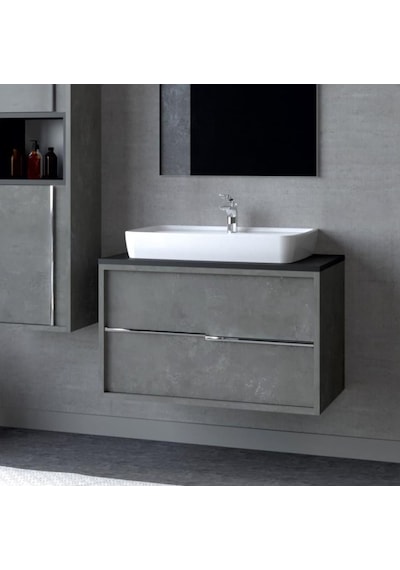 Denko Matia 80 Cm Mdf Retro Gümüş Banyo Dolabı Alt Modül Ve Lavab Gümüş Denko Matia 80 Cm Mdf Retro Gümüş Banyo Dolabı Alt Modül Ve Lavab Gümüş
