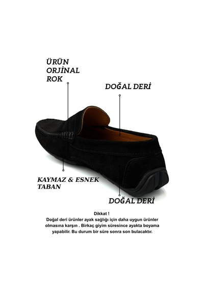 Sermoda Erkek Loafer - Hakiki Deri Rok Loafer Erkek Ayakkabı Süet Siyah