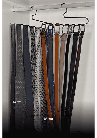 5'li Mat Siyah Zigzag Metal Askı, Pantolon, Şal, Eşarp Ve Kemer Düzenleyici