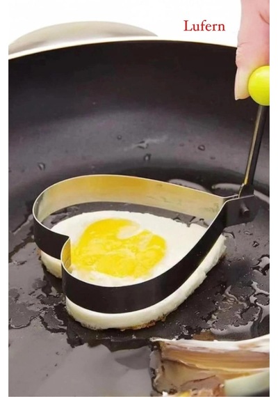 Paslanmaz Çelik Kalp Şekilli Kızartma Kalıbı Yumurta Omlet Krep Pankek Pancake Pişirme Kalıbı Çok Renkli