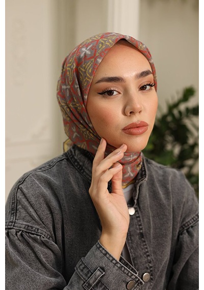 Silk Home Pusula Desen Soft Pamuk Eşarp Vizon