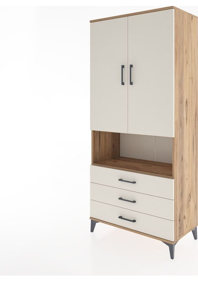 Hyperion Dolap 4 Raflı 3 Çekmeceli 2 Kapaklı 88x44x195 Çam-aytaşı Atlas Çam