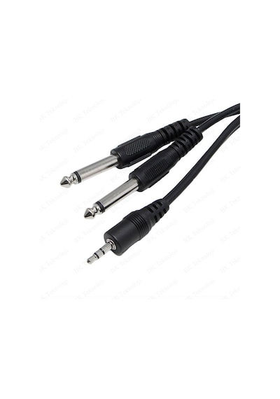 3.5mm Stereo Erkek to 2 x 6.3mm Mono Erkek Y Kablo - 3 Metre