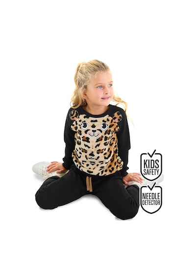 Peluş Leopar Kız Çocuk Kışlık Eşofman Takım