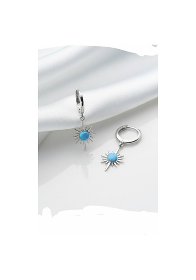 Çekirdekjewelry 925 Ayar Gümüş Rodyum Kaplama Opal Taş Küpe Gri