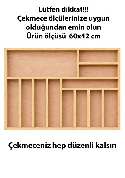 60x42 Cm Ahşap Kaşıklık El Yapımı Çekmece İçi Organizer Mutfakta Kusursuz Düzen