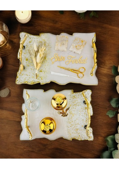 Destiny Gold Söz Tepsisi Ve Nişan Tepsisi Ve Damat Kahvesi Çok Renkli