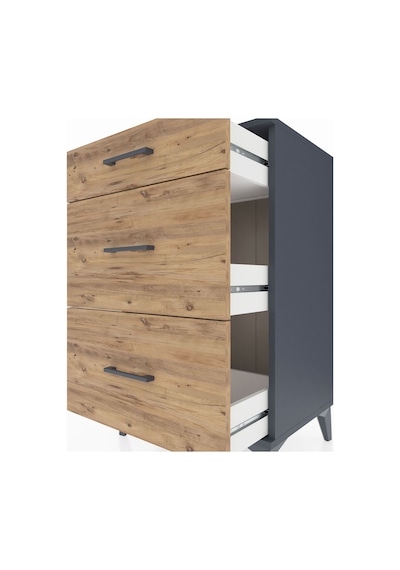 Hyperion Komodin 3 Çekmeceli 60x44x96 Antrasit-çam Antrasit
