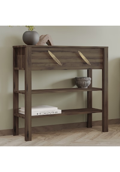 İnarch Dizayn Henric 90 Cm Tek Kapaklı Modern Dresuar Raflı Konsol & Antre Dolabı Ceviz
