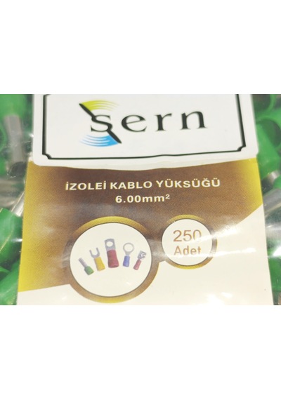 6mm Tek Girişli İzoleli Kablo Yüksüğü - Fransız Norm Yeşil 1 Paket 250 Adet