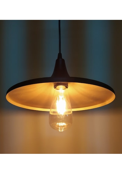 Mylights Retro Rustik Metal Sarkıt Avize Siyah Içi Sarı 27 Cm
