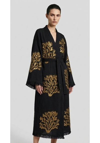 Brandsmiths Black Ethereal Coral Kimono Sarı