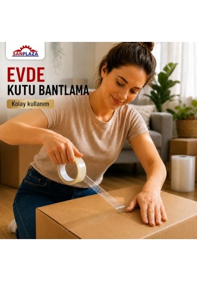 Şeffaf Hotmelt 2 Adet Koli Bandı 45 Mm X 100 Mt Güçlü Yapışkanlı Paketleme Ambalaj Bandı 10
