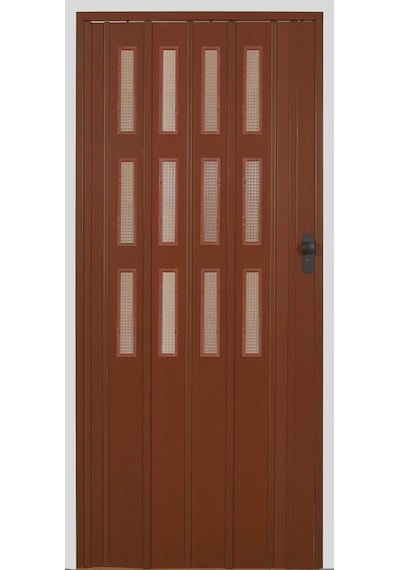 3 Sıra Camlı Akordeon Kapı Ceviz Ahşap Desenli 72x200cm