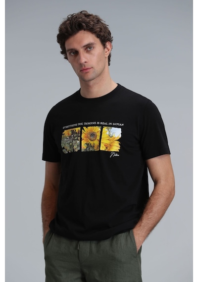 Lufian Erkek June Modern Grafik T-shirt 111020192 Siyah