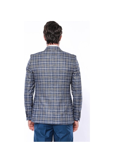Wessi Ekose Slim Fit Tek Düğme Lacivert Erkek Ceket 001