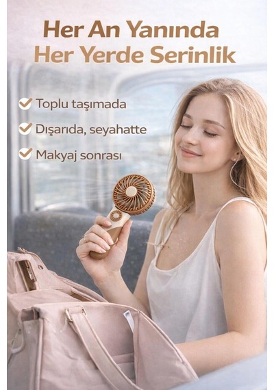 Taşınabilir Mini El Fanı Şarjlı 3 Kademeli Usb Fan Sessiz Güçlü Rüzgar Vantilatör