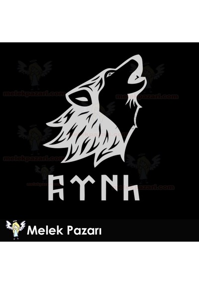 Göktürkçe Türk Ve Uluyan Kurt Araba Sticker