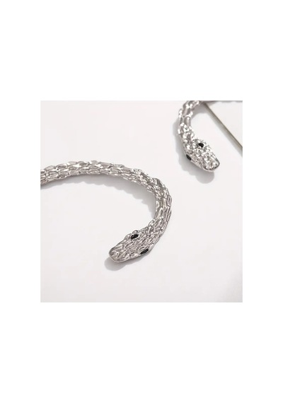 Medusa - Silver Yılan Kulak Üstü Silver Gümüş Renk Küpe Sağ Kulak İçindir Mavi