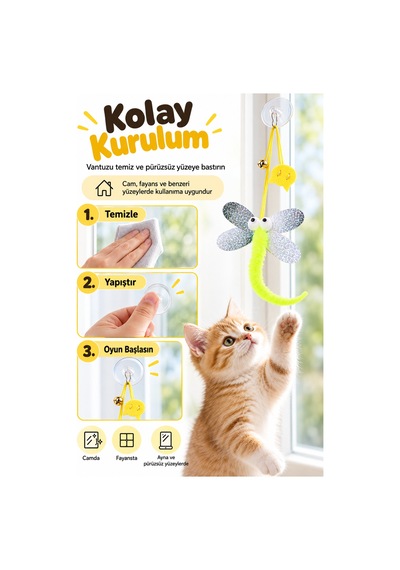 Çıngıraklı Kedi Oyuncağı Yapışkanlı Kedi Oyun Oltası Renkli Ponponlu Hacıyatmaz Oyuncak Zıplayan Top