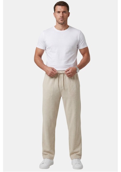 Deep Sea Deepsea Bej Baggy Style Likralı Lastikli İpli Erkek Spor Pantolon 2600262