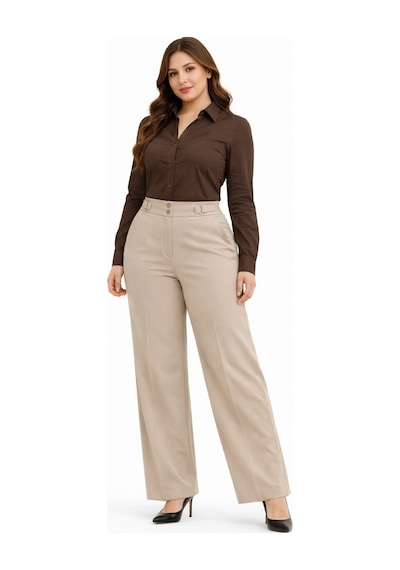 Kübra Kadın Boru Paça Kumaş Pantolon Bgl-st05386 Bej