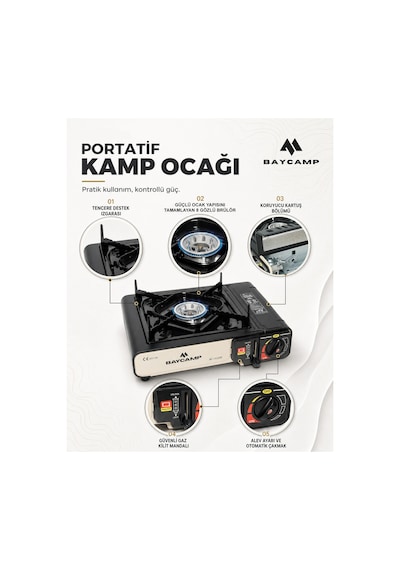 Portatif Kamp Ocağı Siyah –  Otomatik Ateşlemeli