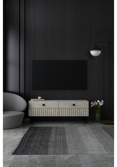 120dhdts7bt İlay Lazer Desenli Tv Sehpası Beyaz-traverten