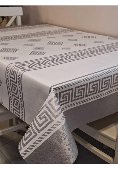 Başak Ev Tekstili 3877 Elyaflı Pvc Muşamba - Desenli Silinebilir Masa Örtüsü Gri-140 X 140 Çok Renkli