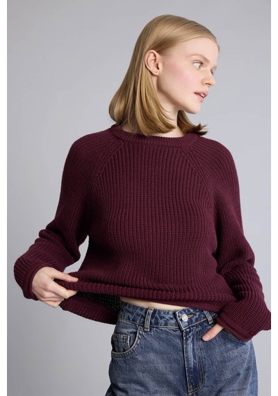 Defacto Regular Fit Triko Bordo Kadın Kazak L2567az/br350