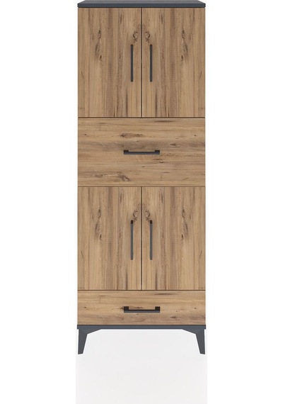 Arges Dolap 4 Raflı 2 Çekmeceli 4 Kapaklı 60x30x163 Antrasit-çam Antrasit