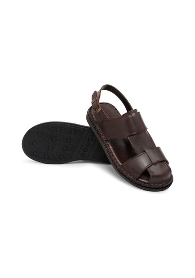 Ducavelli Messina Hakiki Deri Erkek Sandaleti - Hakiki Deri Sandalet - Ortopedik Taban Sandalet - Hafif Deri Sandalet