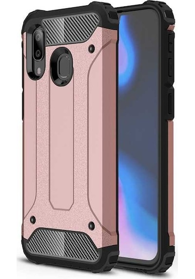Kilifone - Samsung Uyumlu Galaxy A20 - Kılıf Çift Katman Zırh Tank Crash Military Kapak - Rose Gold