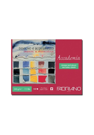 Fabriano Maxi Blocco Accademia Watercolor Sulu Boya Blok 27x35cm 240g 100 Yaprak Çok Renkli