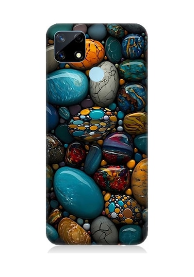 Realme 7i Uyumlu Silikon Kılıf Renkli Doğal Taşlar