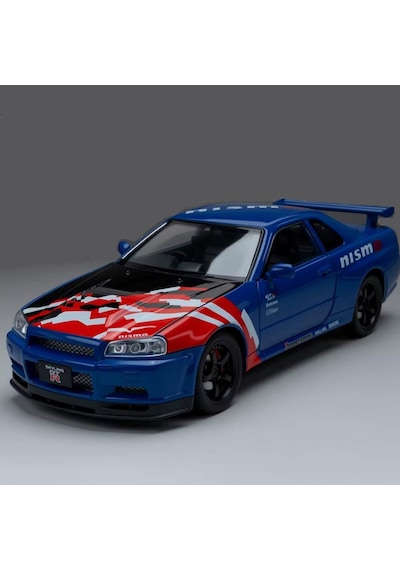 Hobbiez World Nissan Skyline Gt-r R34 Nismo Edition Mavi 1/24 Model Araba