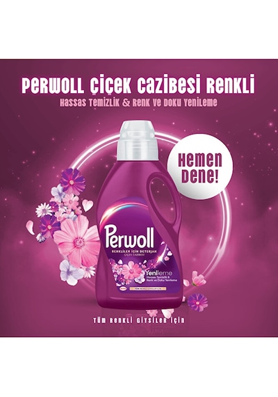 Perwoll Yenileme & Hassas Sıvı Çamaşır Deterjanı Çiçek Cazibesi 2 2950 ML