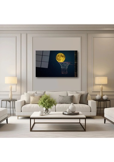 Dolunay Ve Basketbol Potası - Cam Tablo - Deg0361 70 X 110 Cm