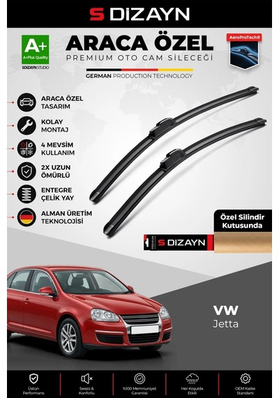 S-dizayn Volkswagen Jetta Ön Cam Silecek Seti 2005-2010 Premium Araca Özel 60-48 Cm A+ Kalite