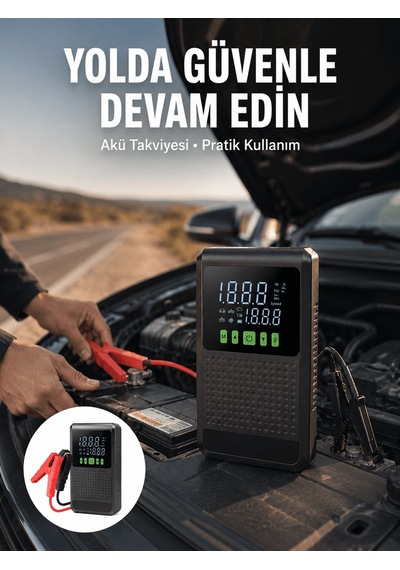 Şarjlı Araç Akü Takviyeli Hava Pompası Powerbank Özellikli Yeni N