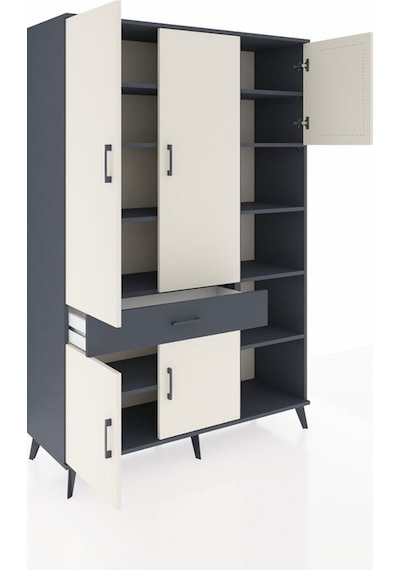 Hyperion Dolap 10 Raflı Tek Çekmeceli 5 Kapaklı 132x44x195 Antrasit-aytaşı/antrasit Aytası/antrasıt Hyperion Dolap 10 Raflı Tek Çekmeceli 5 Kapaklı 132x44x195 Antrasit-aytaşı/antrasit Aytası/antrasıt