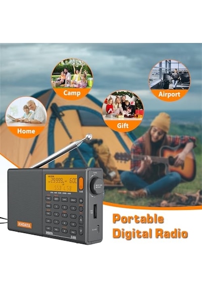 Ayrex Xhdata D-808 Taşınabilir Dijital Radyo Ukw Stereo/kw/mw/lw Ssb Rds Air Band Multi-band-radio Hoparlör İle Lcd-g
