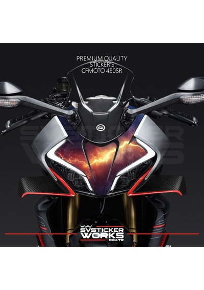 Cfmoto 450sr Sticker Ön Kafa Kaplama Modeli Hazır Kit Kırmızı Şimşek Desen Kaplama Kırmızı