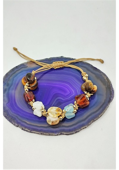 Badeaccessories Amorf Natürel Kesim Akrep Burcu Doğaltaş Bileklik Çok Renkli