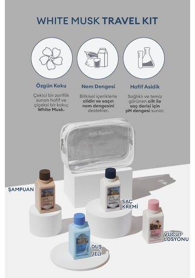 Yoğun Nem Sunan Saç Ve Vücut Seyahat Seti Mılk Baobab Original Travel Kit White Musk Tüm Saç Tipleri