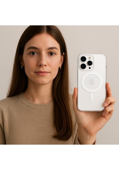 Apple Uyumlu iPhone 15 Pro Kılıf Magsafe Ve Şeffaf Lens Koruyuculu Gri